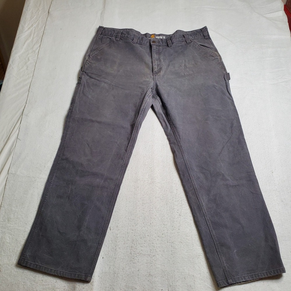 Carhartt Mens Relaxed Fit Carpenter Pants Gray Canvas 103279 GVL 44x32